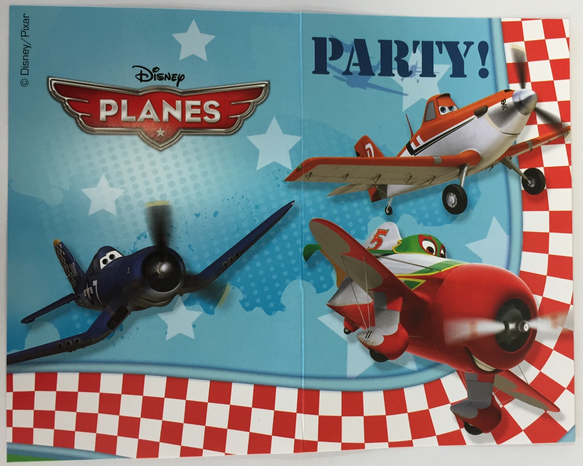Letadla Disney pozvánky na party 6ks